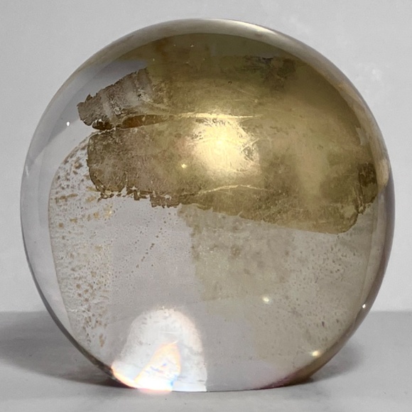 RANDY STRONG Signed Paperweight / 3.25 Inches / Vintage 1993 Gold Foil Art Glass - Picture 4 of 9